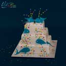 bruidstaart met blauwe walvissen